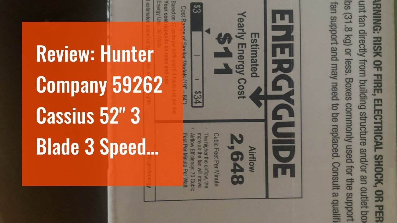 Review: Hunter Company 59262 Cassius 52" 3 Blade 3 Speed Wooden Indoor Outdoor Contemporary Mod...