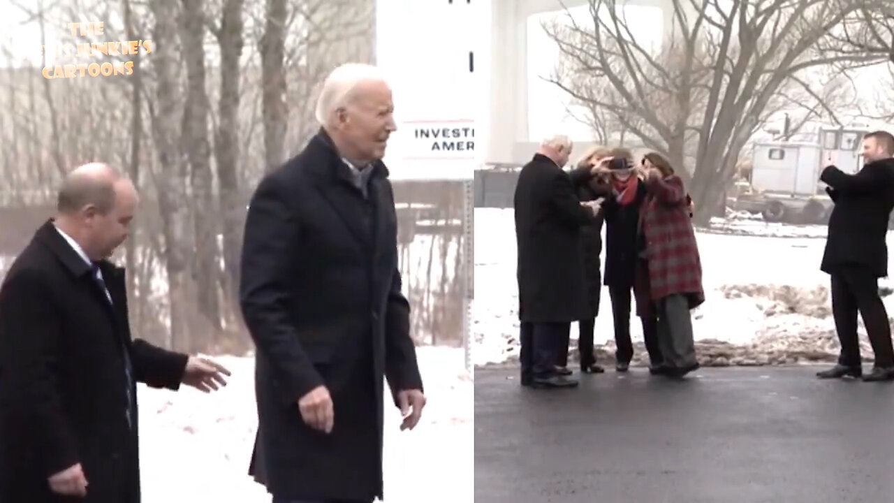 A confused Biden is instructed where to stand and forced to wait while being ignored by Democrats Walz, Klobuchar, Smith, and Baldwin having their photo op: "Oh, he's waiting for, hahaha!"