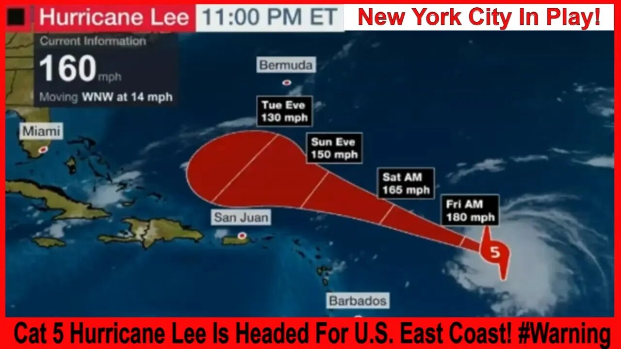 Cat 5 Hurricane Lee Is Headed For U.S. East Coast! #Warning