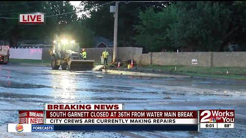 South Garnett shut down at 36th Street due to water main break