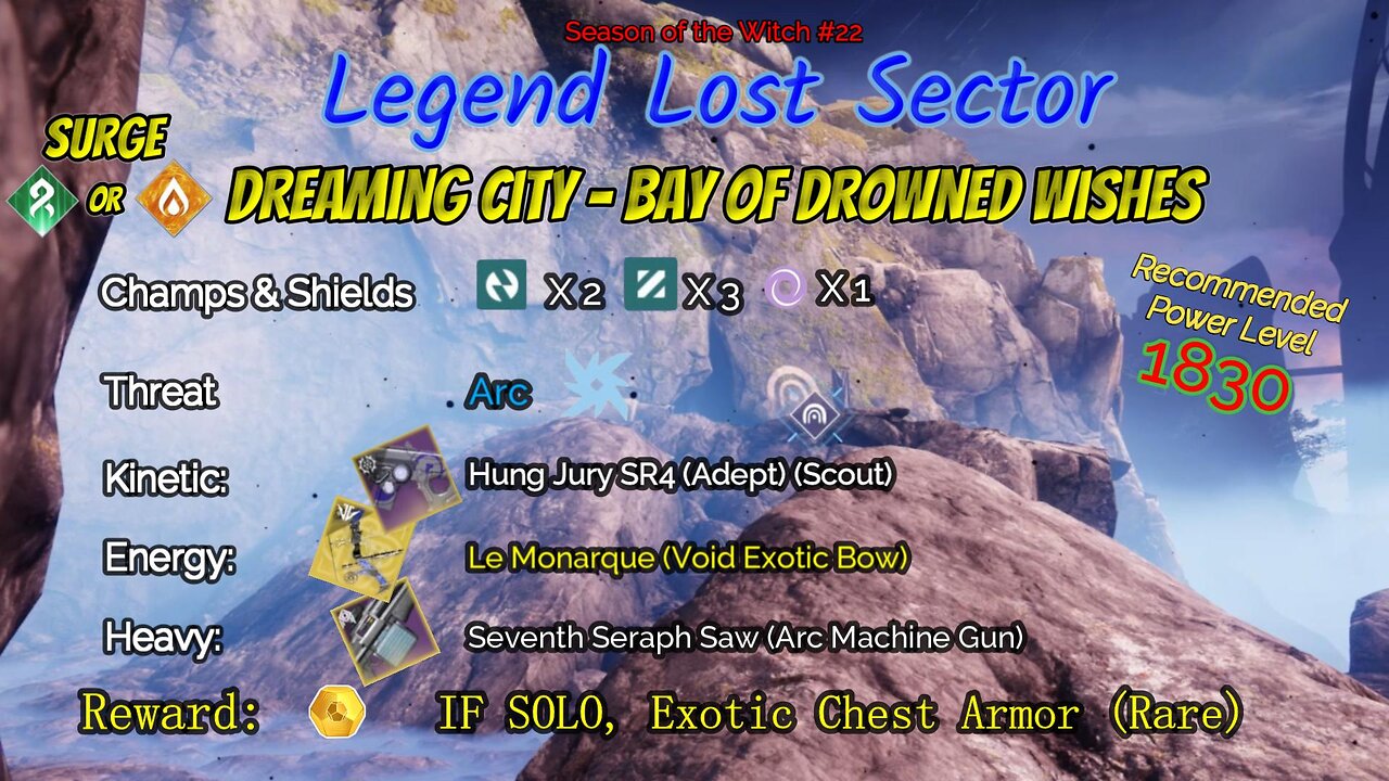 Destiny 2 Legend Lost Sector: Dreaming City - Bay of Drowned Wishes on my Strand Hunter 10-24-23