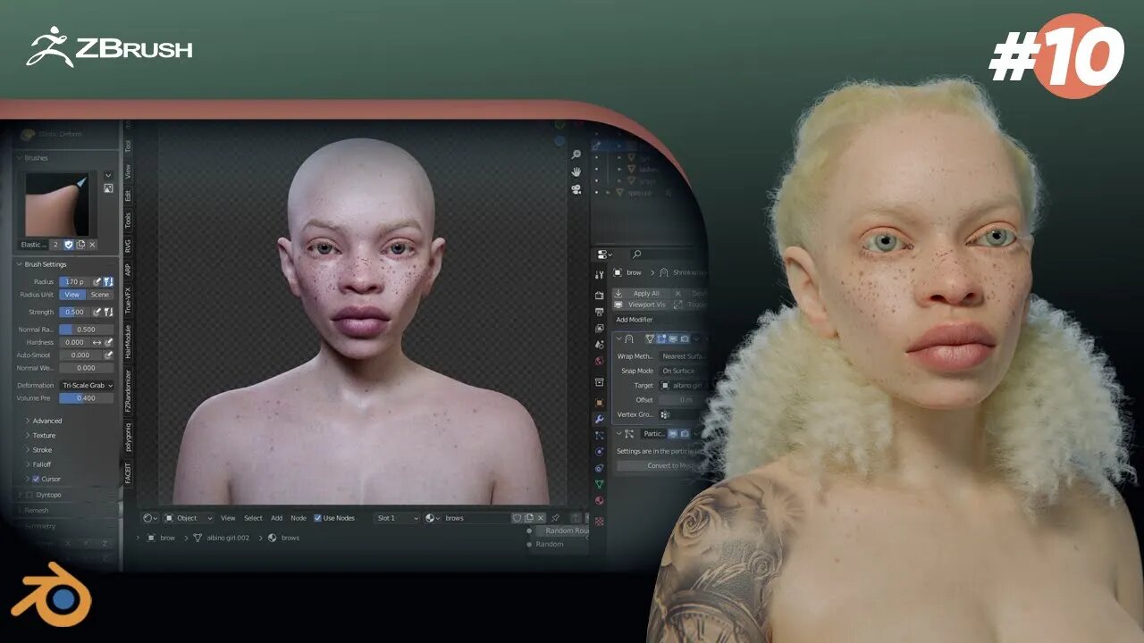 creating the Albino Character using Blender- 3D Timelapse part 10