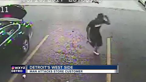 Police searching for man who attacked store customer in Detroit