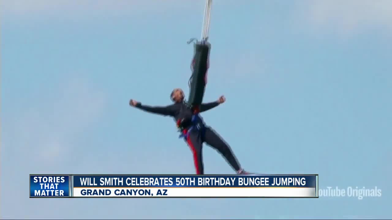 Will Smith celebrates 50th birthday by bungee jumping