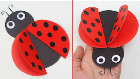 Craft (Origami) - Making a Lady Bug out of paper.