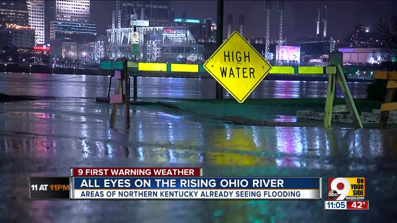 All eyes on rising Ohio River as rain continues