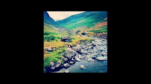 walking along the rocks the calming sound of the stream flowing