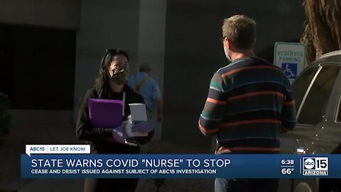 State warns COVID 'nurse' to stop