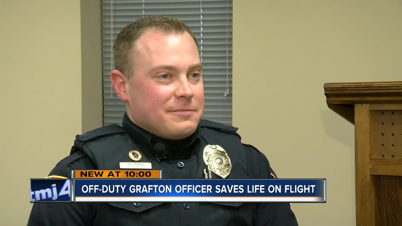 Grafton Police officer saves young woman's life on flight from Florida to Chicago