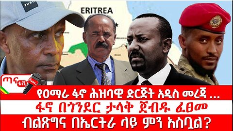 ጣና ዜና፦ ሕዳር 16/2017 የዐማራ ፋኖ ሕዝባዊ ድርጅት አዲስ መረጃ … ፋኖ በጎንደር ታላቅ ጀብዱ ፈፀመ፤ ብልጽግና በኤርትራ ላይ ምን አስቧል?