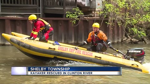 Kayaker rescued from Clinton River in Shelby Township