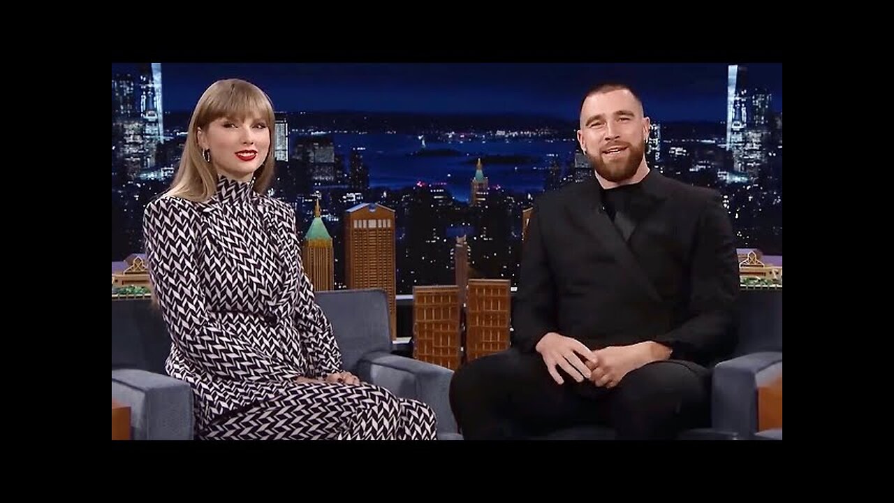 Taylor swift and Travis Kelce dating rumors on The Late Late show