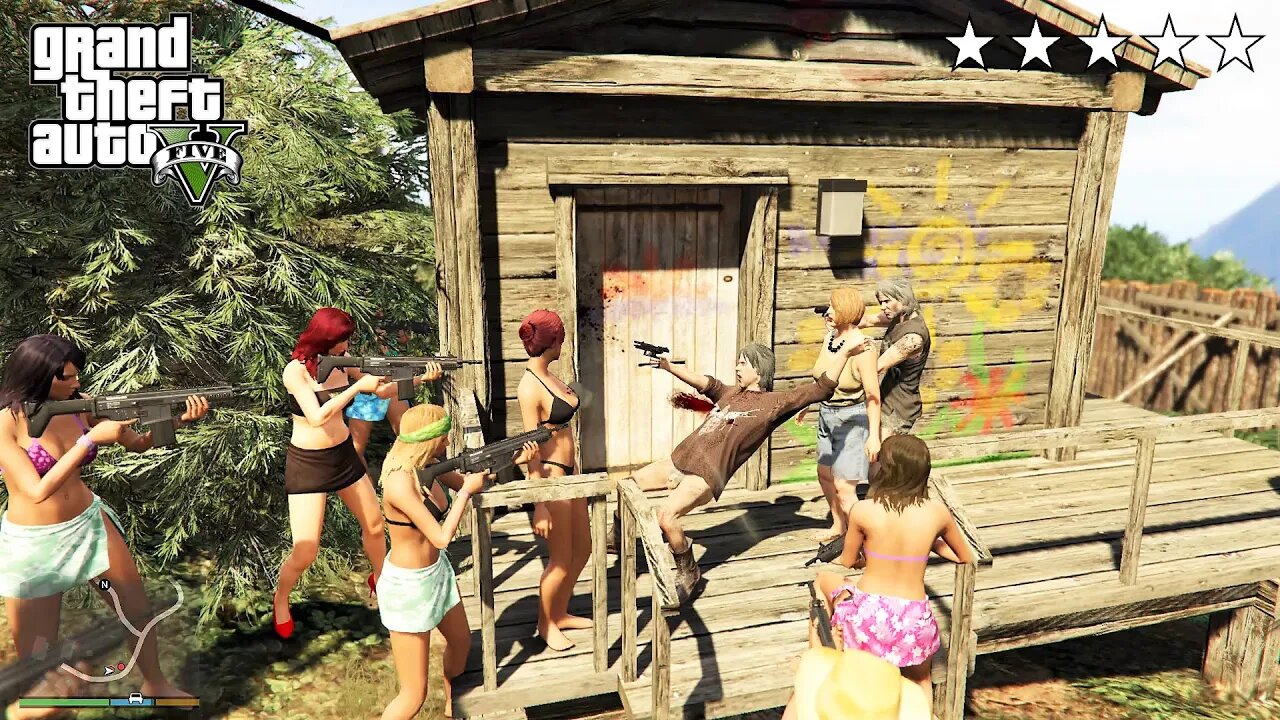 GTA 5 - Beach Girls Insane Five Star RAMPAGE At The ALTRUIST CAMP (GTA V Funny Moments)