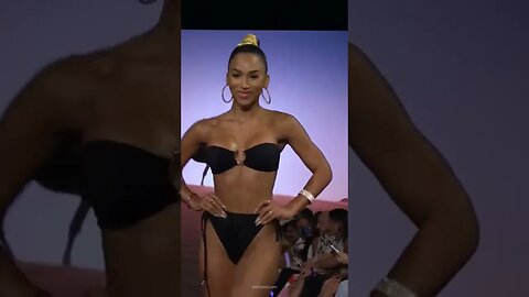 Miss Virginia Sanhouse walks in OMG black bikini #shorts #miamiswimweek #bikinimodel