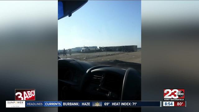 Semi truck crash blocks southbound 99 lanes near McFarland