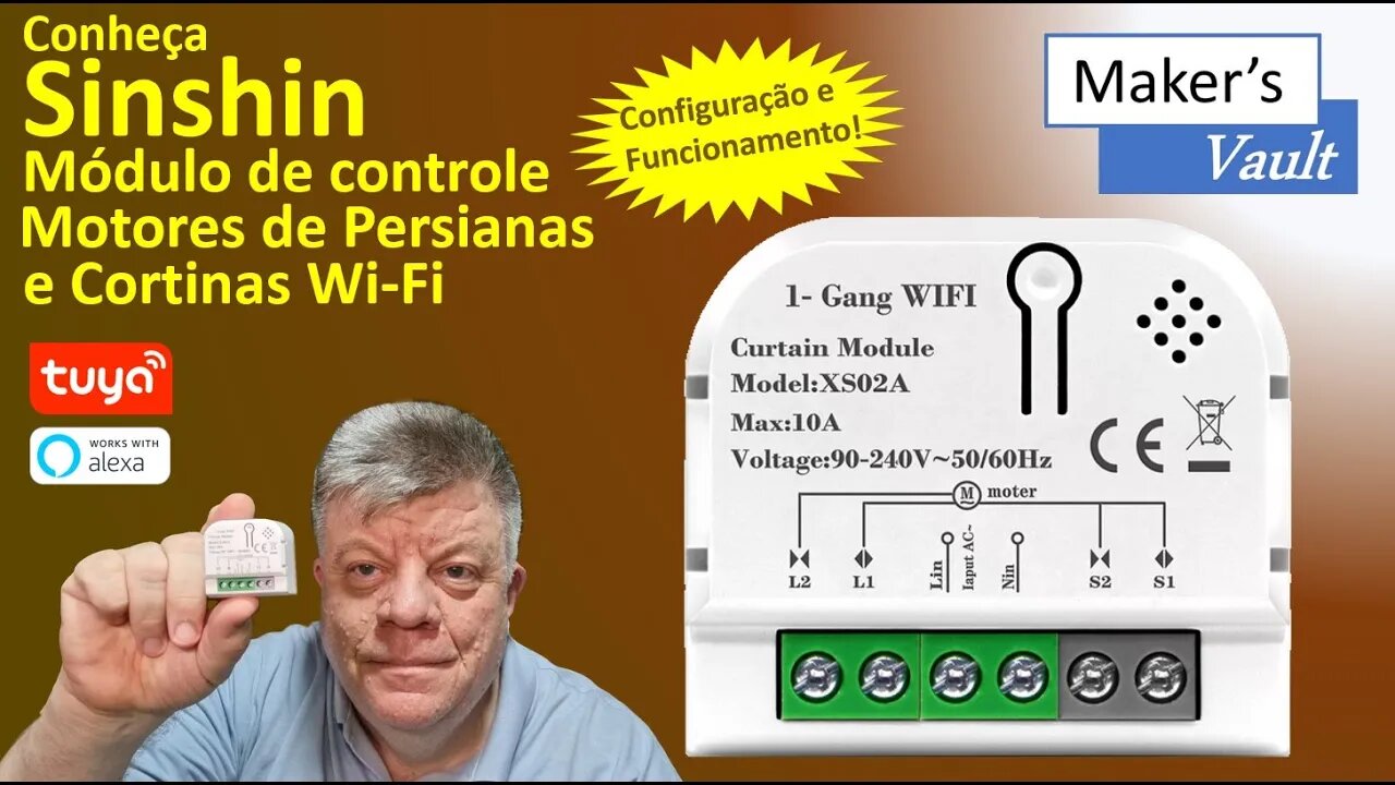 Sinshin Smart Wi Fi Tuya Controlador de Motores de Cortinas e Persianas – Use com Alexa!