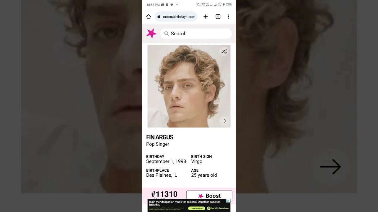 HAPPY 25 BIRTHDAY FIN ARGUS Pop Singer