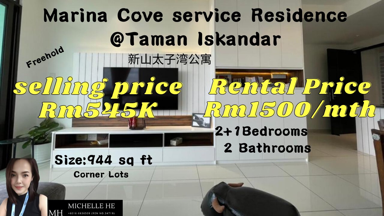 property malaysia #WaveMarinaCoveServiceResidence #新山龙园##TamanIskandar #JohorBahru #新山太子湾全新公寓 #三房二厕 #全家私 #随时入住 #FullyFurnished