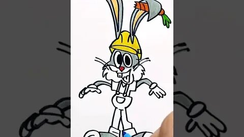 How to draw and paint Bugs Bunny Builders #shorts