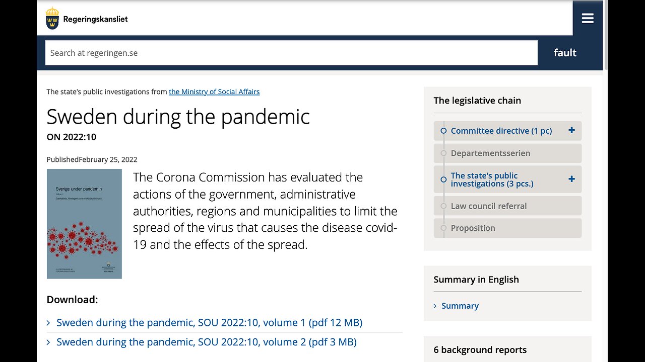 Sweden’s Corona Commission Report 3/3 English Summary SOU 2022:10