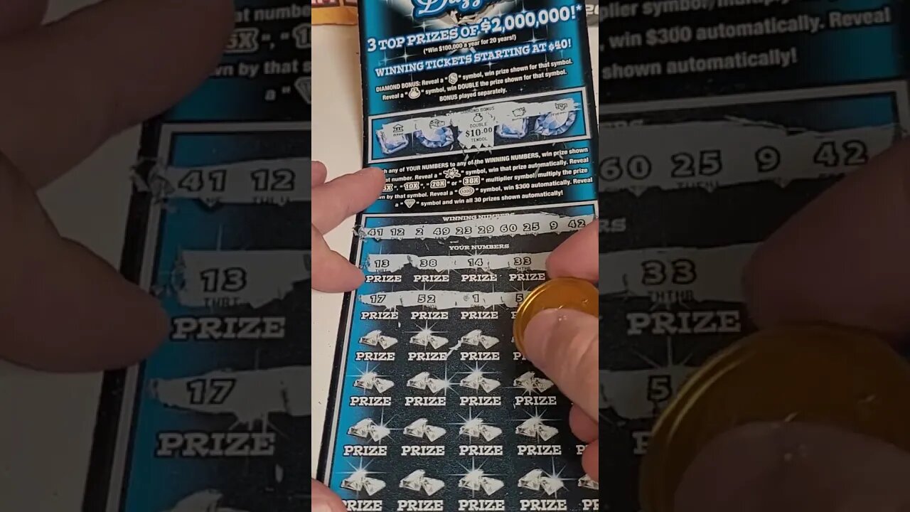 Winning $30 Scratch Off Lottery Ticket Diamond Dazzler!