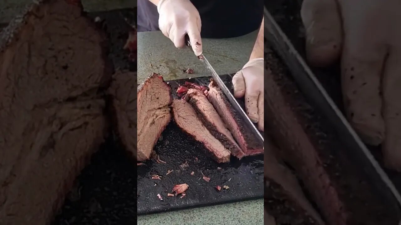 How to Slice Smoked Brisket...Slicing Brisket Point... #bbq #offset #smoker #fire #brisket