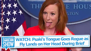 WATCH: Psaki’s Tongue Goes Rogue as Fly Lands on Her Head During Brief