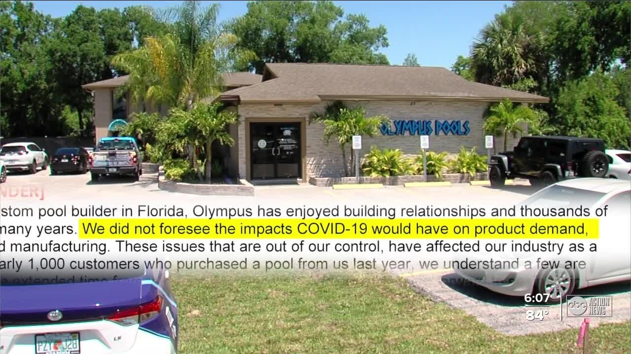 Subcontractors complain Olympus Pools is delaying payments; one owed $73K