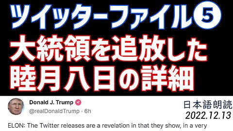 ツイッターファイル第五弾🐯大統領を追放した睦月八日の詳細 [日本語朗読]041213