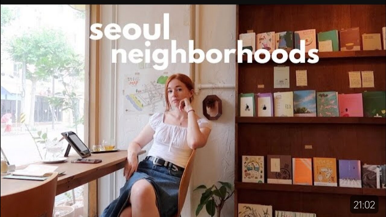 Seoul neighbourhood bookstores,cafe,stationary, and threft stores vlog