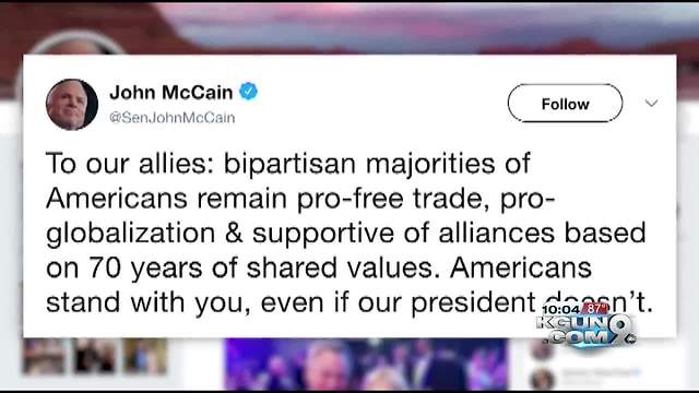 Senator McCain sends a message to U.S. allies over Twitter