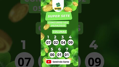 🍀 Resultado SUPER SETE 402 | 05/06/23 | Sentindo Sorte #shorts