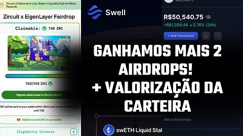 Ganhamos mais 2 Airdrops: Zircuit, Swell e valorização da carteira