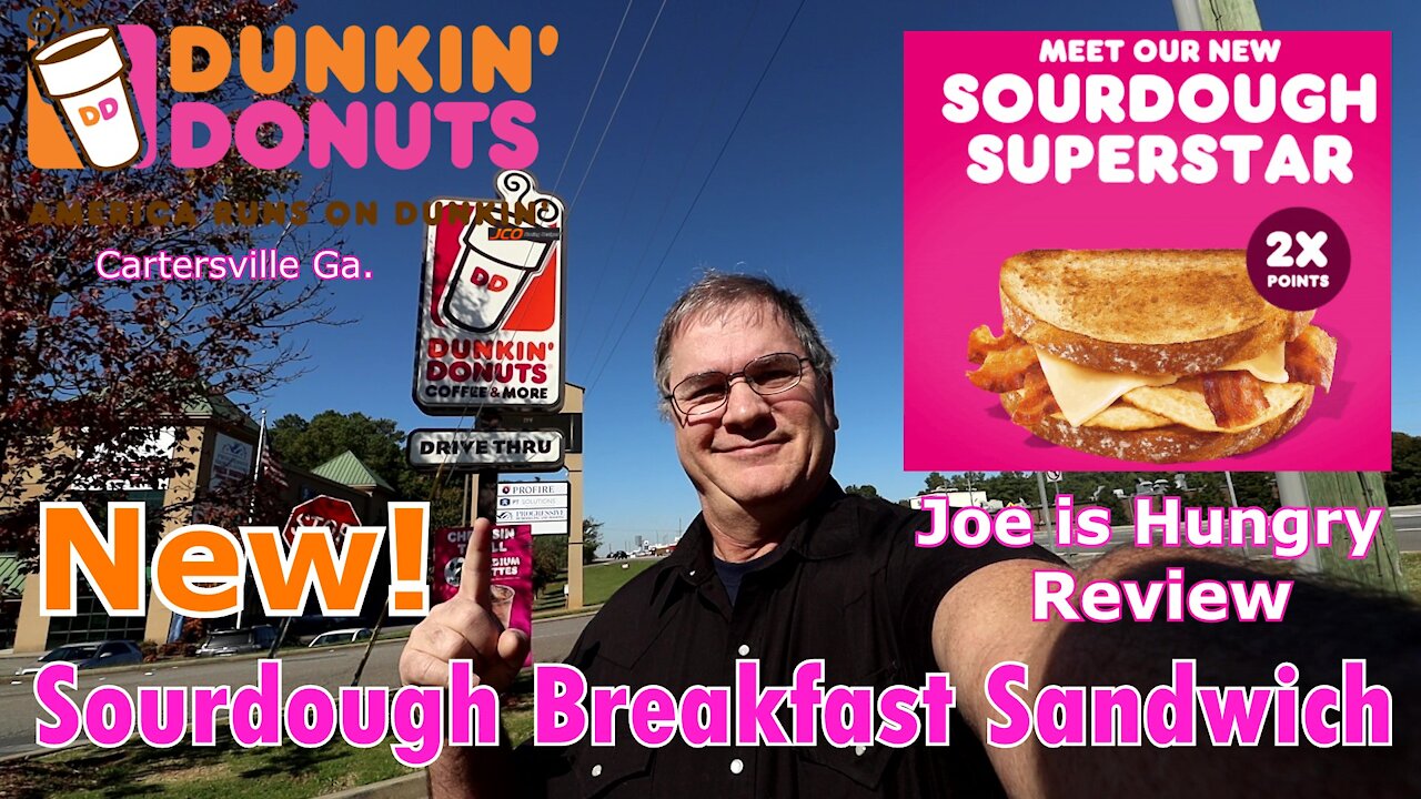 Dunkin' New Sourdough Breakfast Sandwich | Dunkin Donuts Doughnuts | Joe is Hungry 🥓🥓🐓🐔🐣