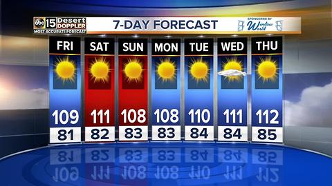 A warm and sunny weekend is expected with temps around 110