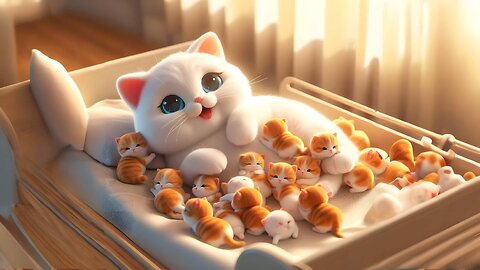 The white cat mom is about to welcome a litter of kittens! Can she handle it all! #cat #socutekitty