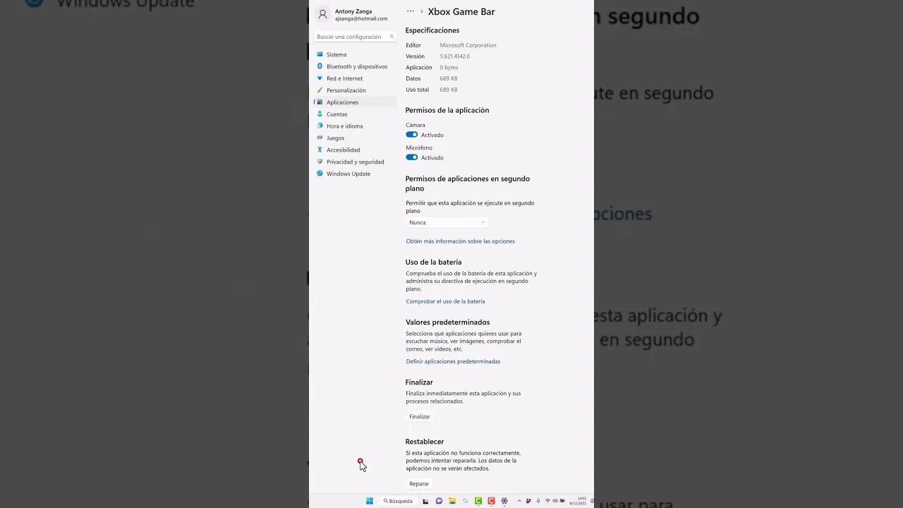 Desactivar aplicaciones en segundo plano en Windows 11