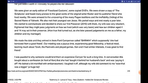 The HalleluYAH Scriptures 12 Year Run of Terror - Witness Testimony of Lance and Tracy