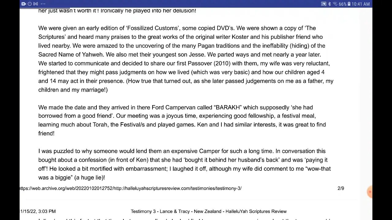 The HalleluYAH Scriptures 12 Year Run of Terror - Witness Testimony of Lance and Tracy