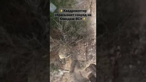 ⚡Квадрокоптер сбрасывает снаряд на блиндаж ВСУ #спецоперация #донбасс #мариуполь #warzone #war