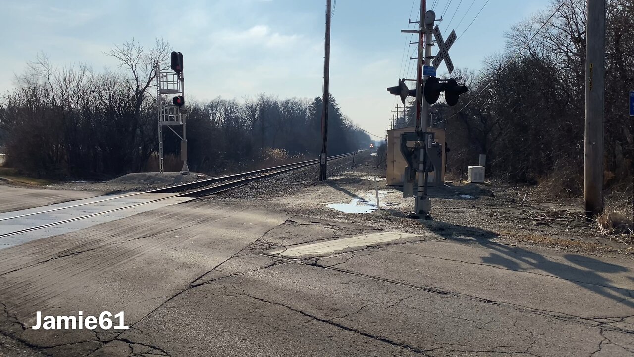 Canadian National Intermodal Flies Past RailroadCrossing