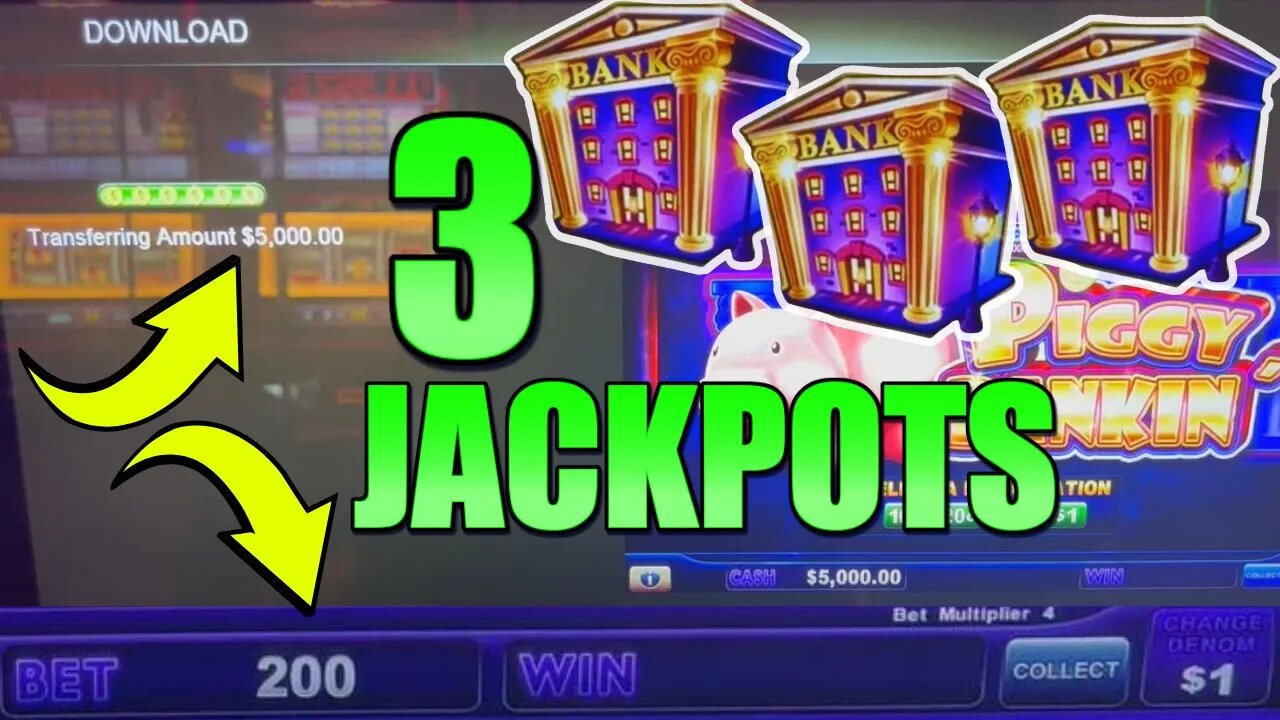 $200/SPINS And I BANG OUT 3 Jackpots on Piggy Bankin Slot Machine! MASSIVE High Limit Slots