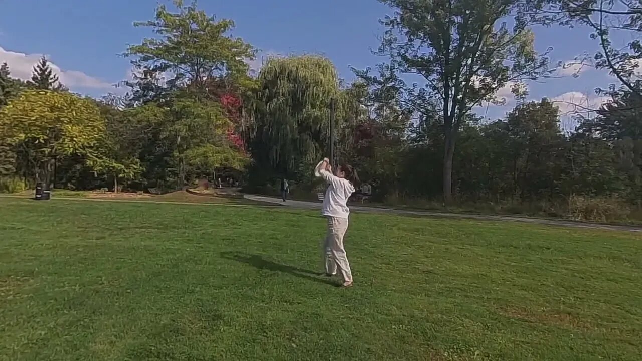 Playing Frisbee at the lake in St-Bruno