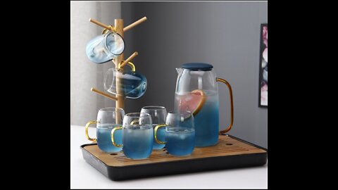 Wholesale Heat Resistant Pyrex Glass Pitcher Glass Water Jug with plastic lid