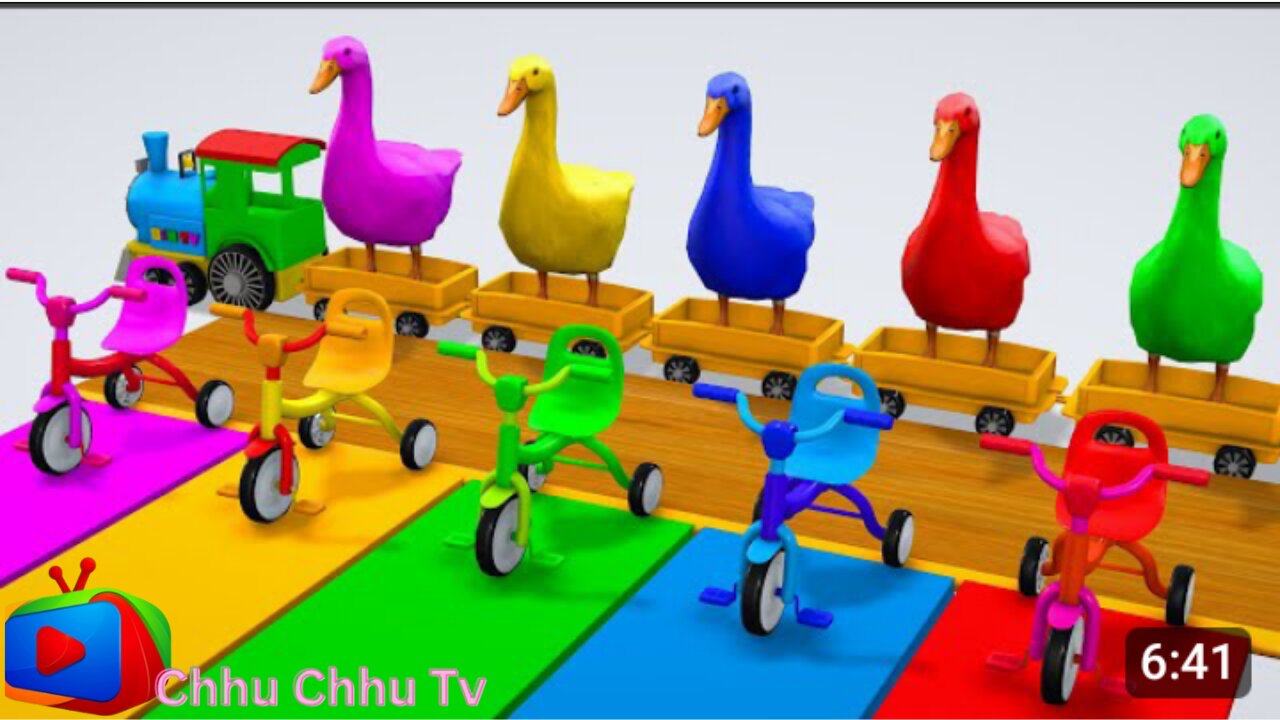 5 Giant Duck Cartoon, Cow, Elephant, Tiger, Dinosaur, Paint Wild Animals Crossing Fountain Animation