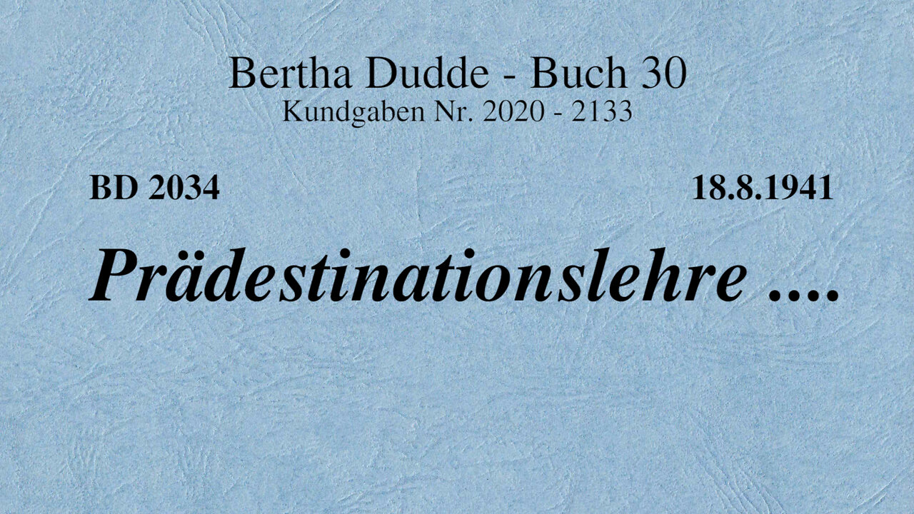 BD 2034 - PRÄDESTINATIONSLEHRE ....