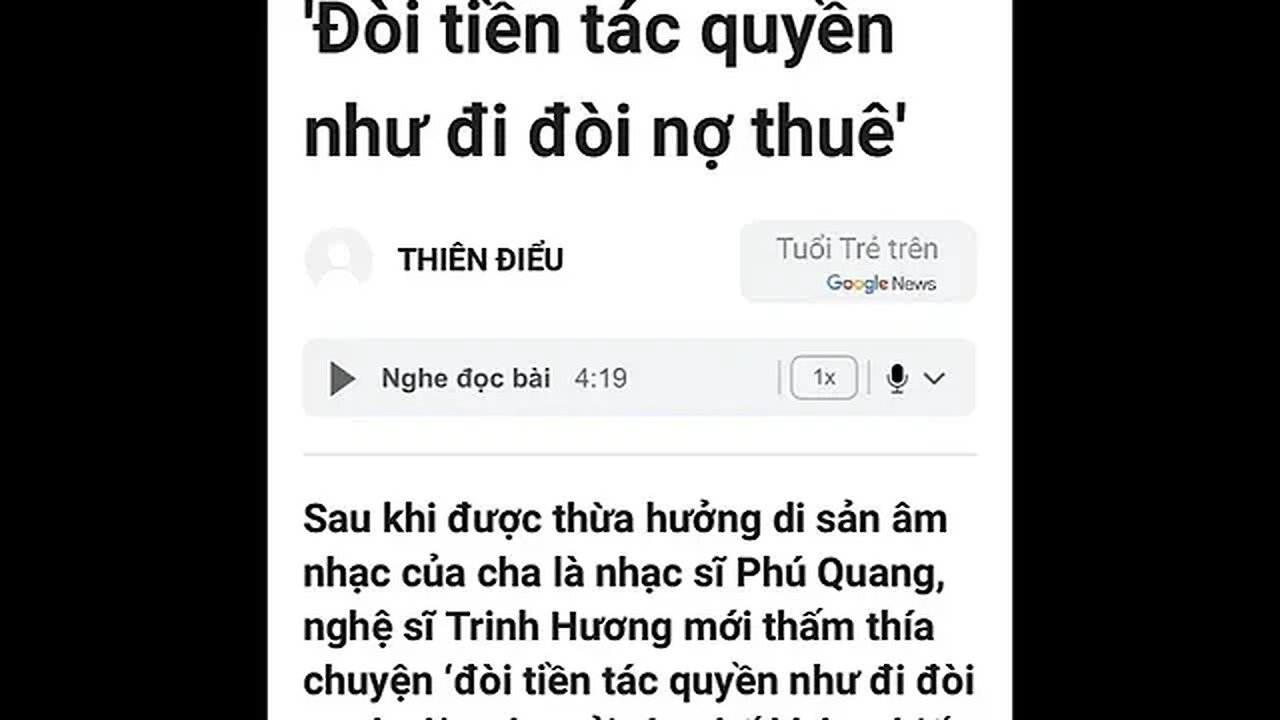 Con gái nhạc sỹ Phú Quang đồi tiền tác quyền #shorts