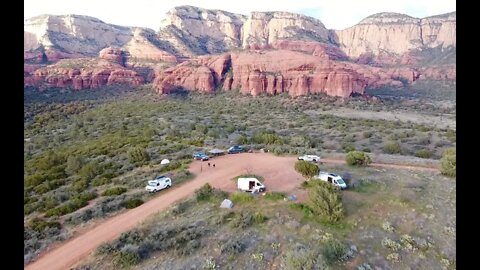 Aerial Footage of Dispersed Campsite Near Sedona