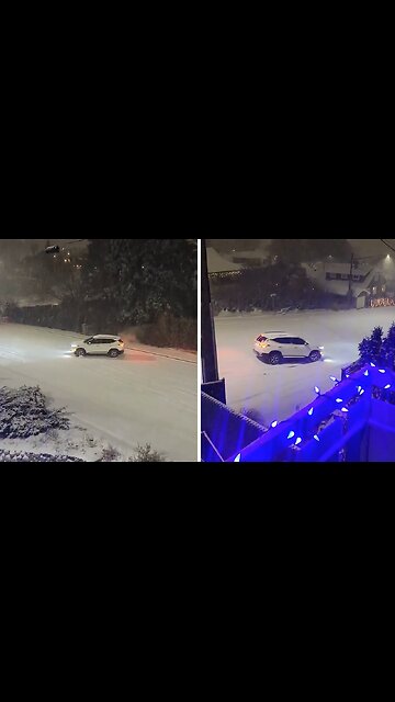 Car slides uncontrollably on the snow in British Colombia