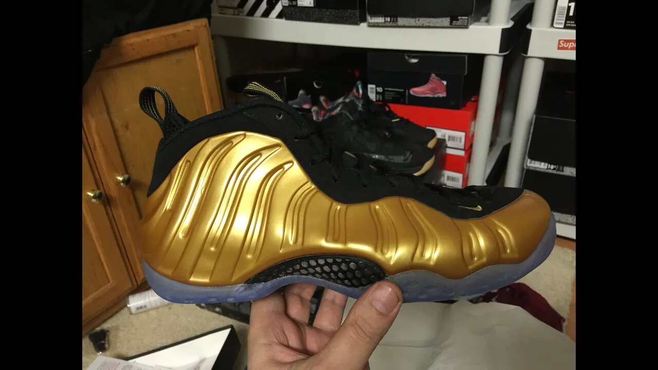 Unboxing "NIKE FOAMPOSITE ONE "METALLIC GOLD" Detailed Review